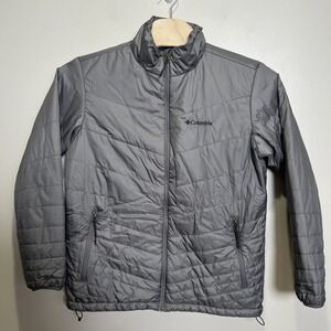 Columbia Mens Might Light Jacket L Gray Omni Heat Thermal Insulated Puffer Coat